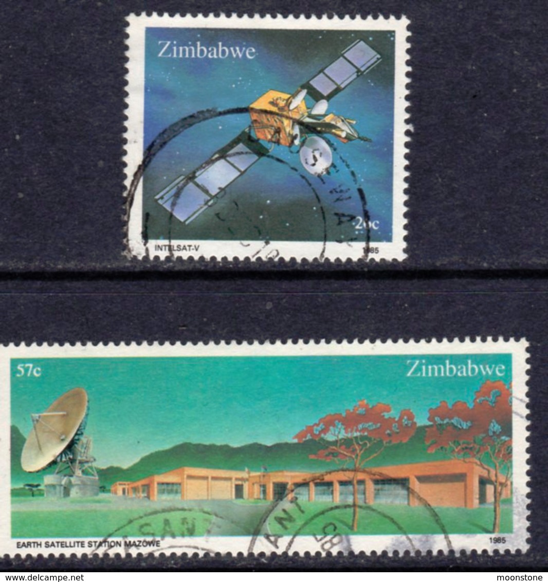 Zimbabwe 1985 Mazowe Earth Satellite Station Set Of 2, Used, SG 657/8 (BA2) - Zimbabwe (1980-...)