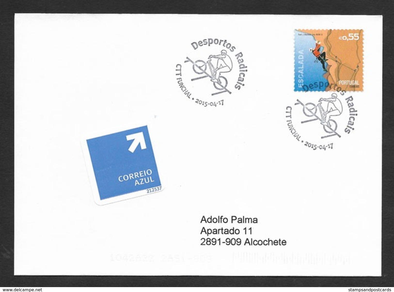 Portugal Sports Extrêmes Escalade FDC Voyagé Cachet Funchal Madère 2015 Extreme Sports Climbing FDC Madeira Pmk - FDC