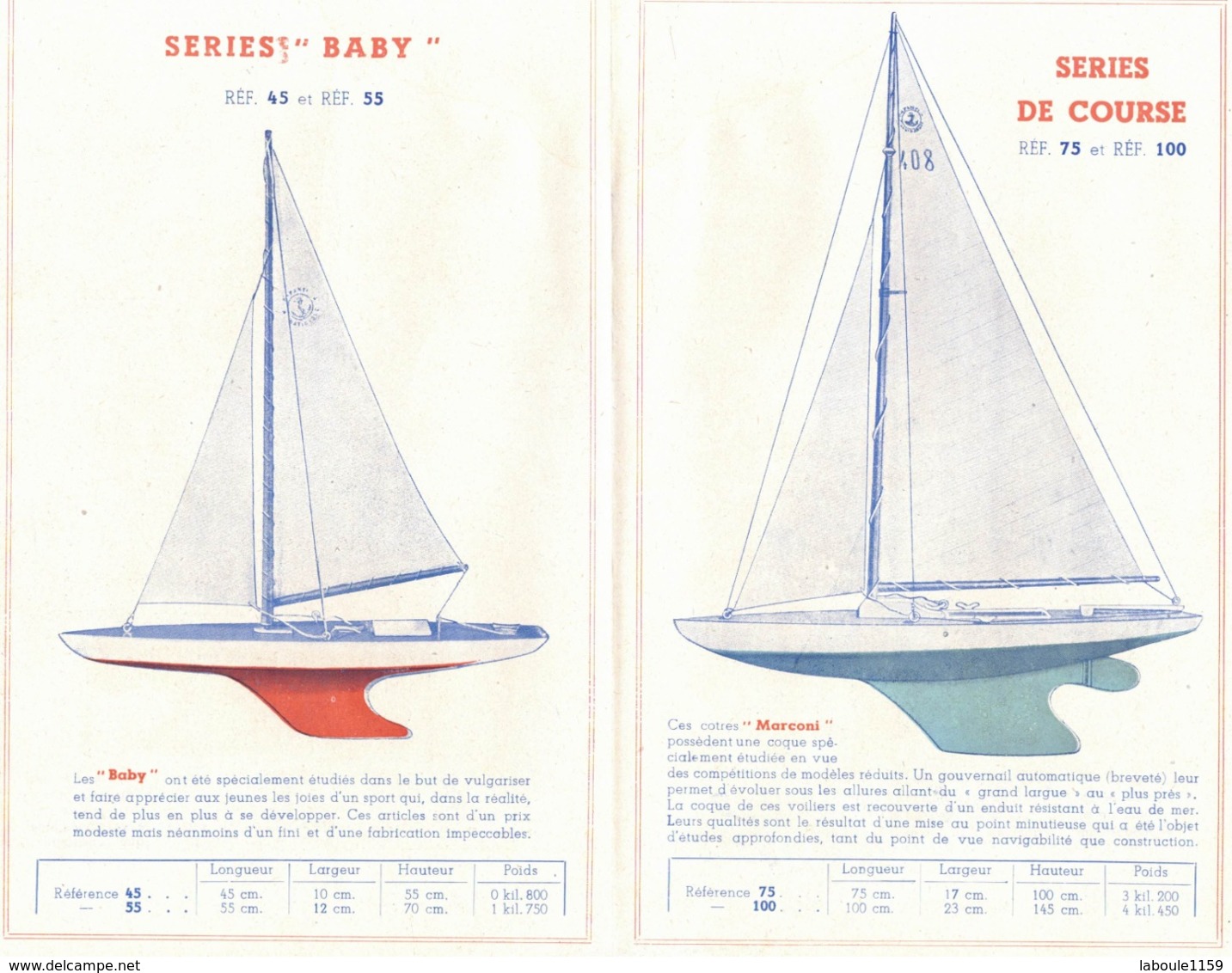 Dépliant Publicitaire Illustré J. BOUCHERAT : ANNECY Les Jouets SCIENTIFIC " Catalogue Des Bateaux à Voiles BABY MARCONI - Publicités