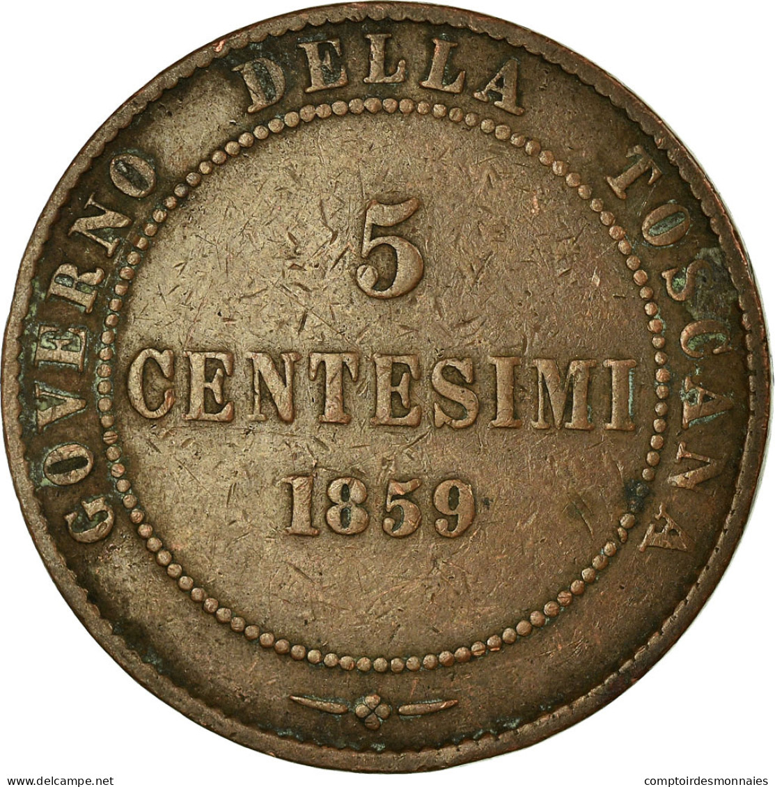 Monnaie, États Italiens, TUSCANY, Provisional Government, 5 Centesimi, 1859 - Tuscan