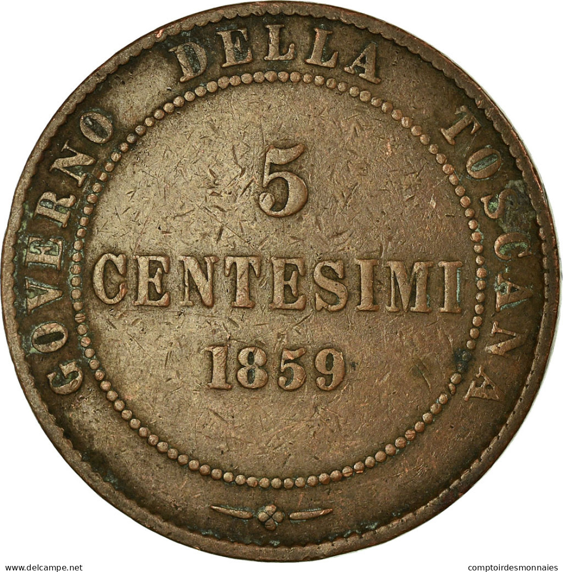 Monnaie, États Italiens, TUSCANY, Provisional Government, 5 Centesimi, 1859 - Toscane