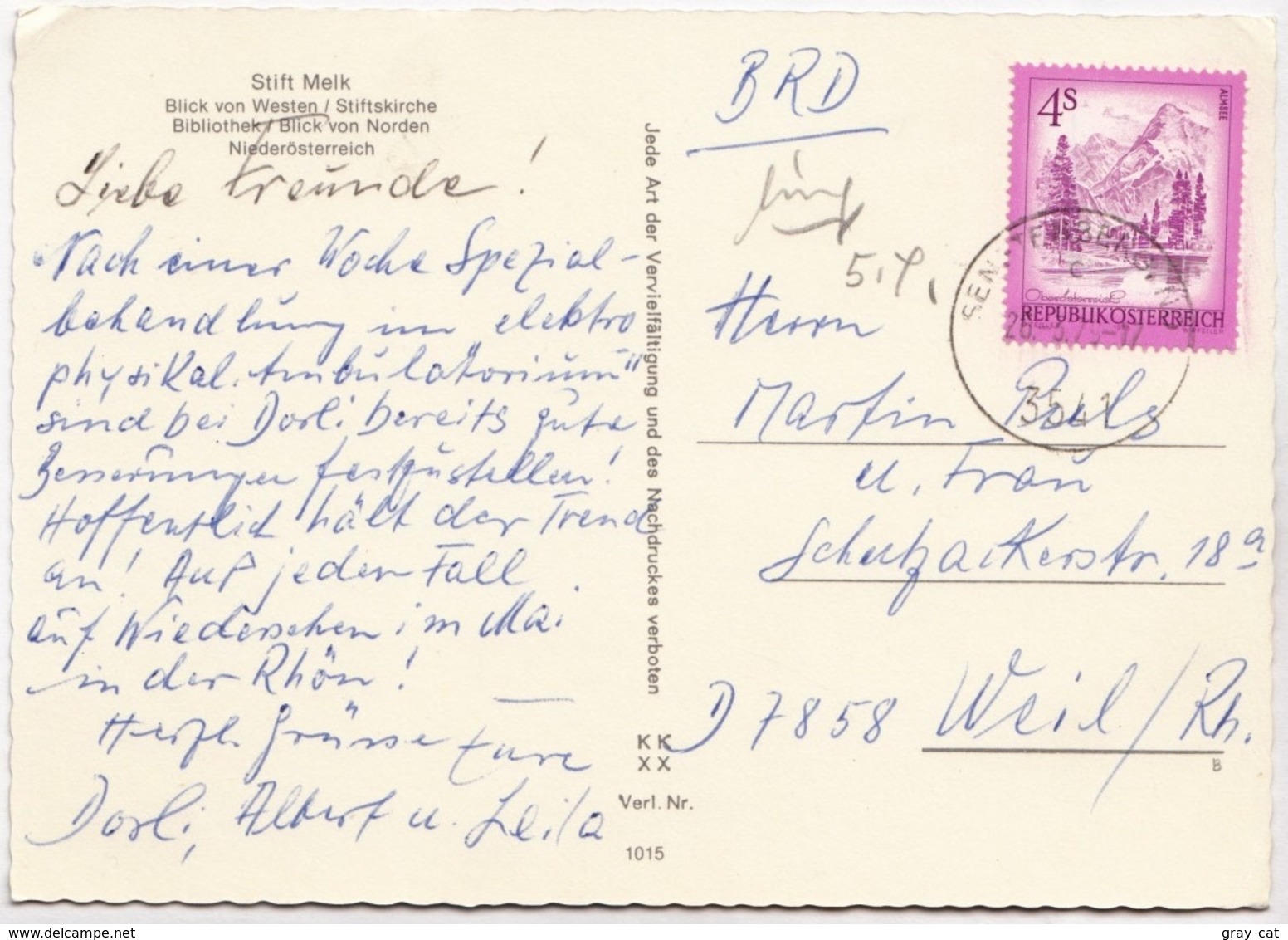 Stift Melk, Austria, Used Postcard [23485] - Other & Unclassified