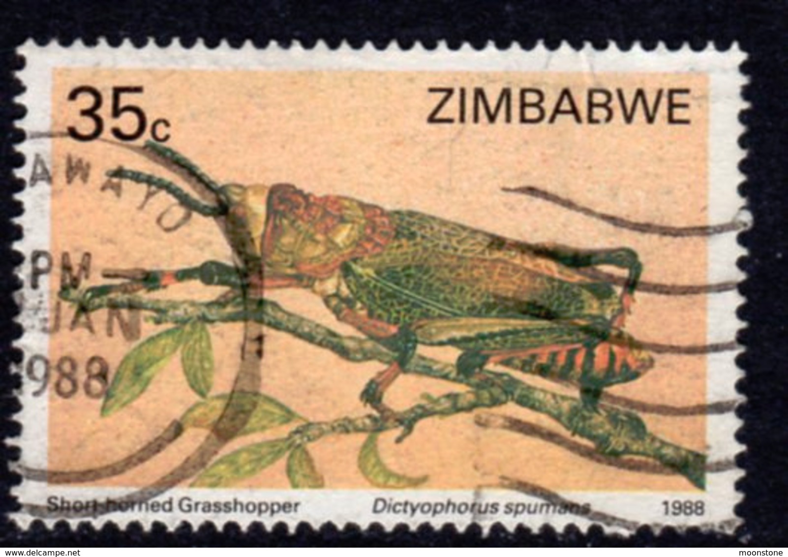 Zimbabwe 1988 Insects 35c Value, Used, SG 727 (BA2) - Zimbabwe (1980-...)