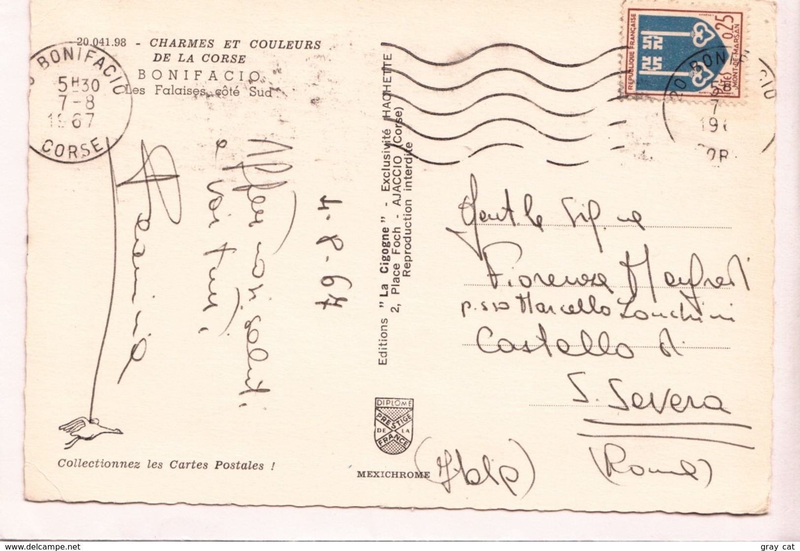 BONIFACIO, Les Falaises Cote Sud, 1967 Used Postcard [23490] - Other & Unclassified