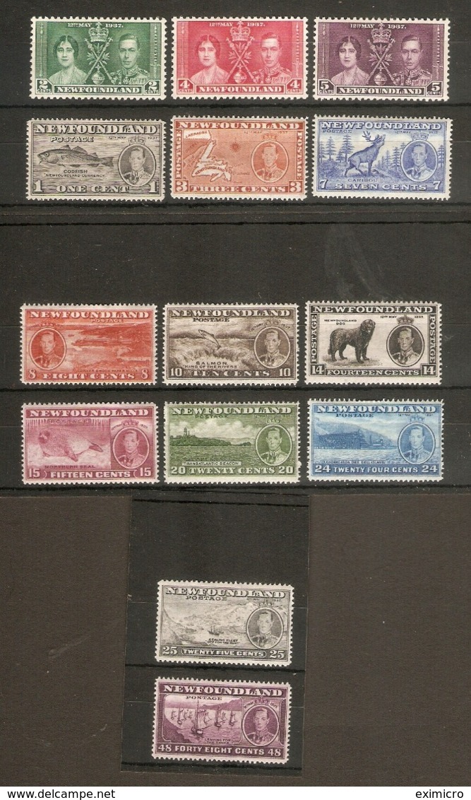 NEWFOUNDLAND 1937 CORONATION SETS SG 254/267 MOUNTED MINT Cat £65 - 1908-1947