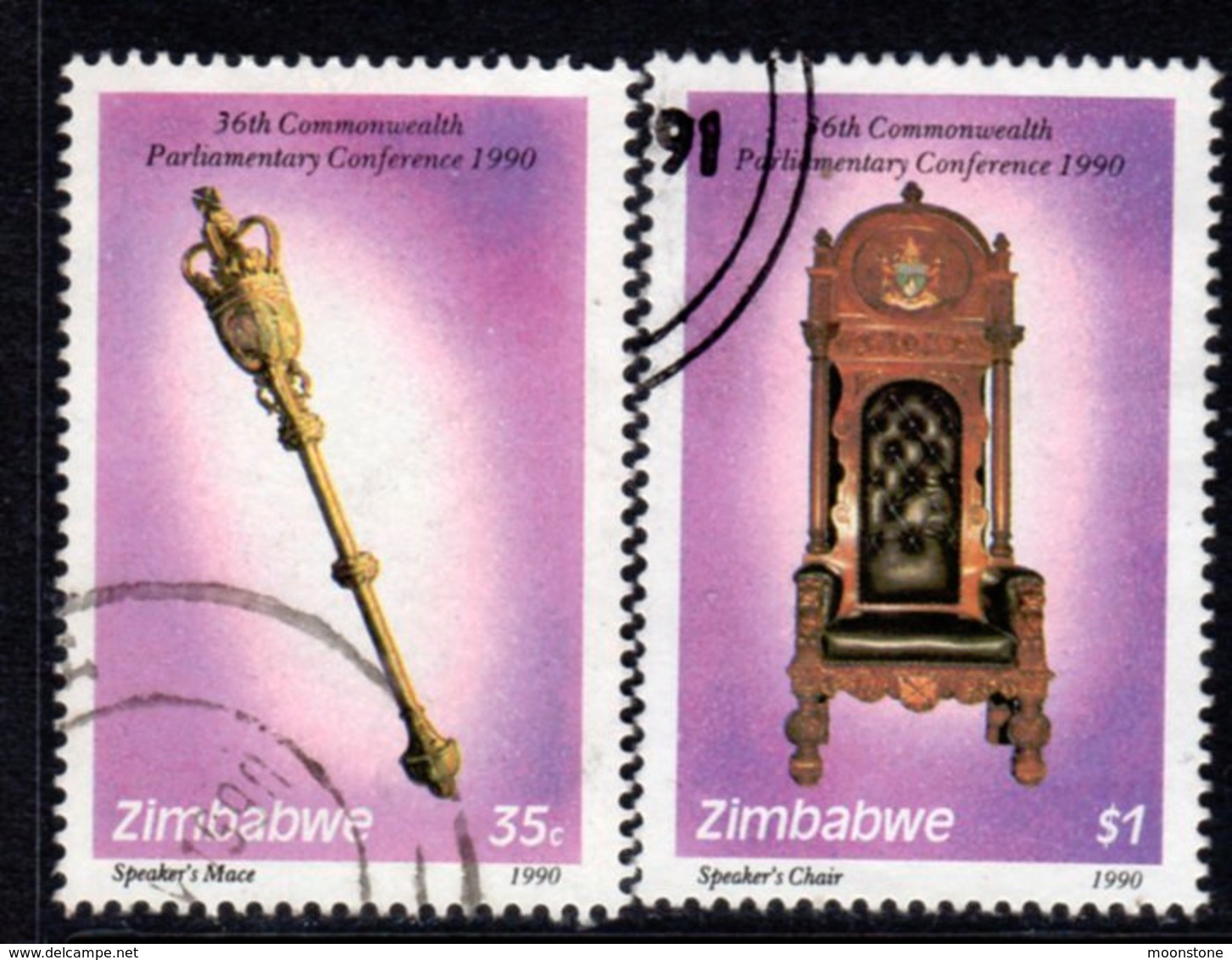 Zimbabwe 1990 30th Commonwealth Parliamentary Conference Set Of 2, Used, SG 798/9 (BA2) - Zimbabwe (1980-...)