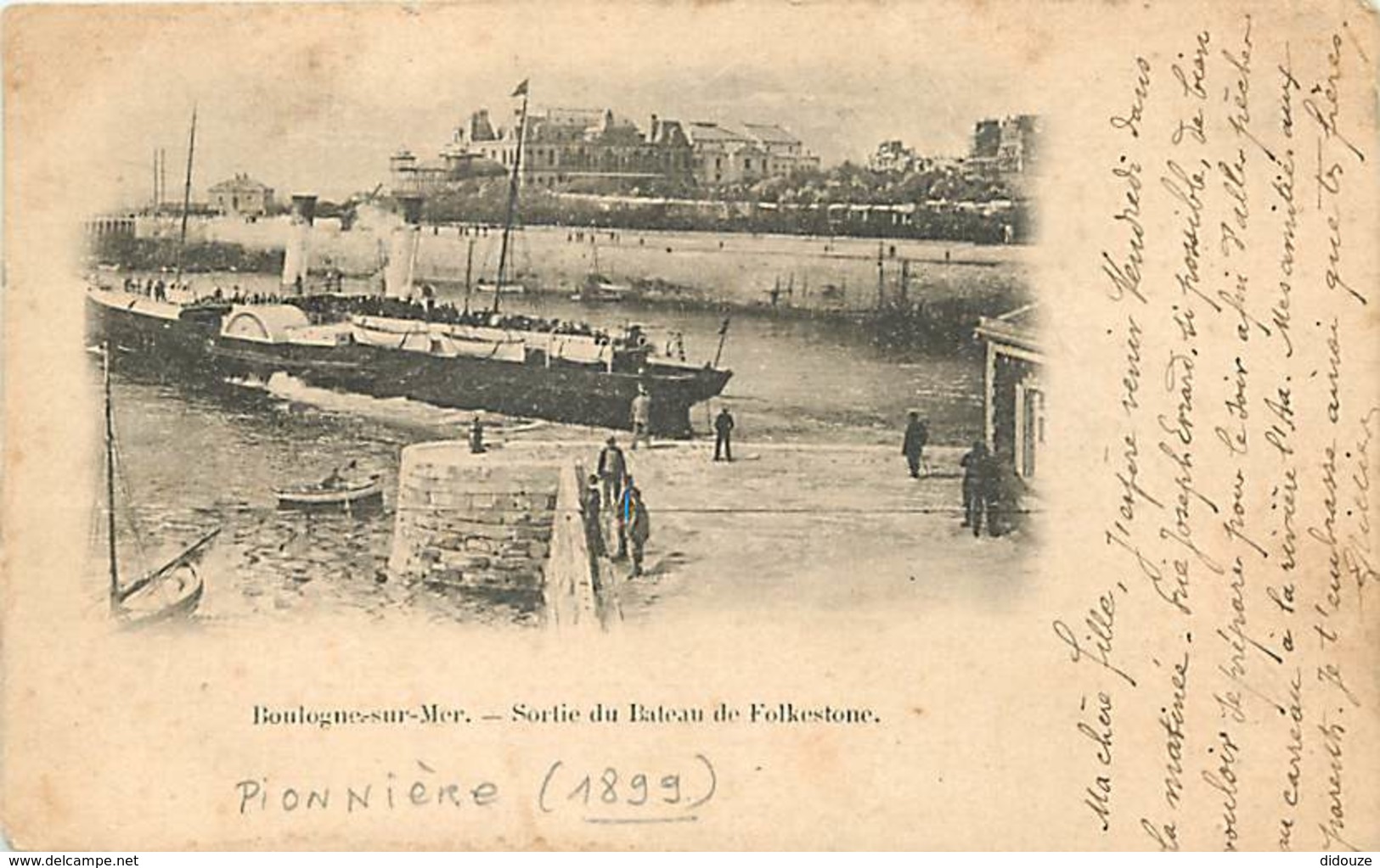 62 - Boulogne Sur Mer - Sortie Du Bateau De Folkestone - Animée - Précurseur - Oblitération Ronde De 1899 - Voir Scans R - Boulogne Sur Mer