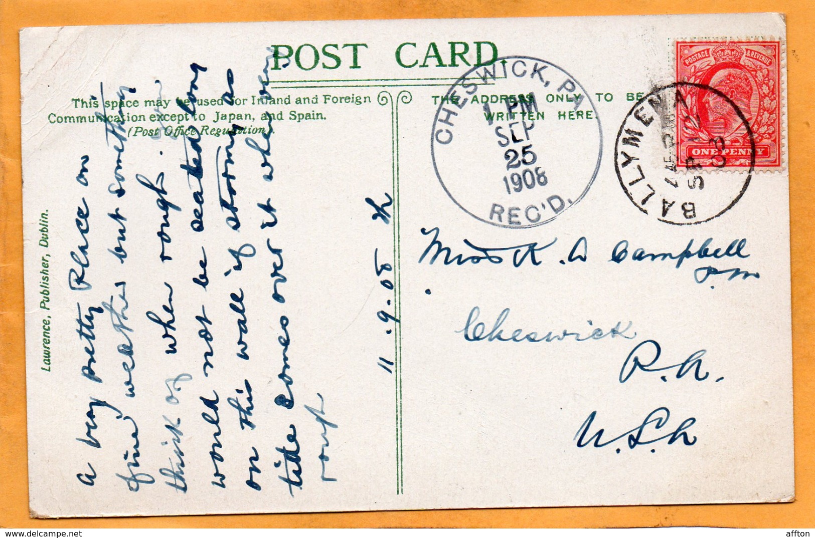Newcastle Co Down 1908 Postcard Mailed - Down