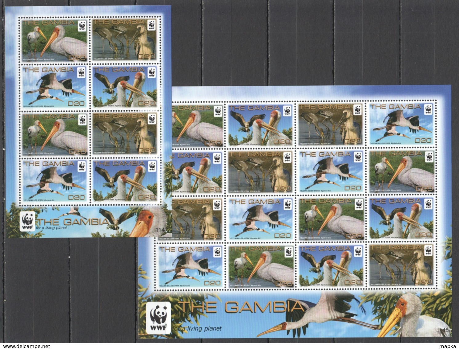 W902 2011 THE GAMBIA WWF BIRDS YELLOW-BILLED STORK #6499-502 !!! MICHEL 38.4 EURO !!! 1KB+1SH MNH - Altri & Non Classificati