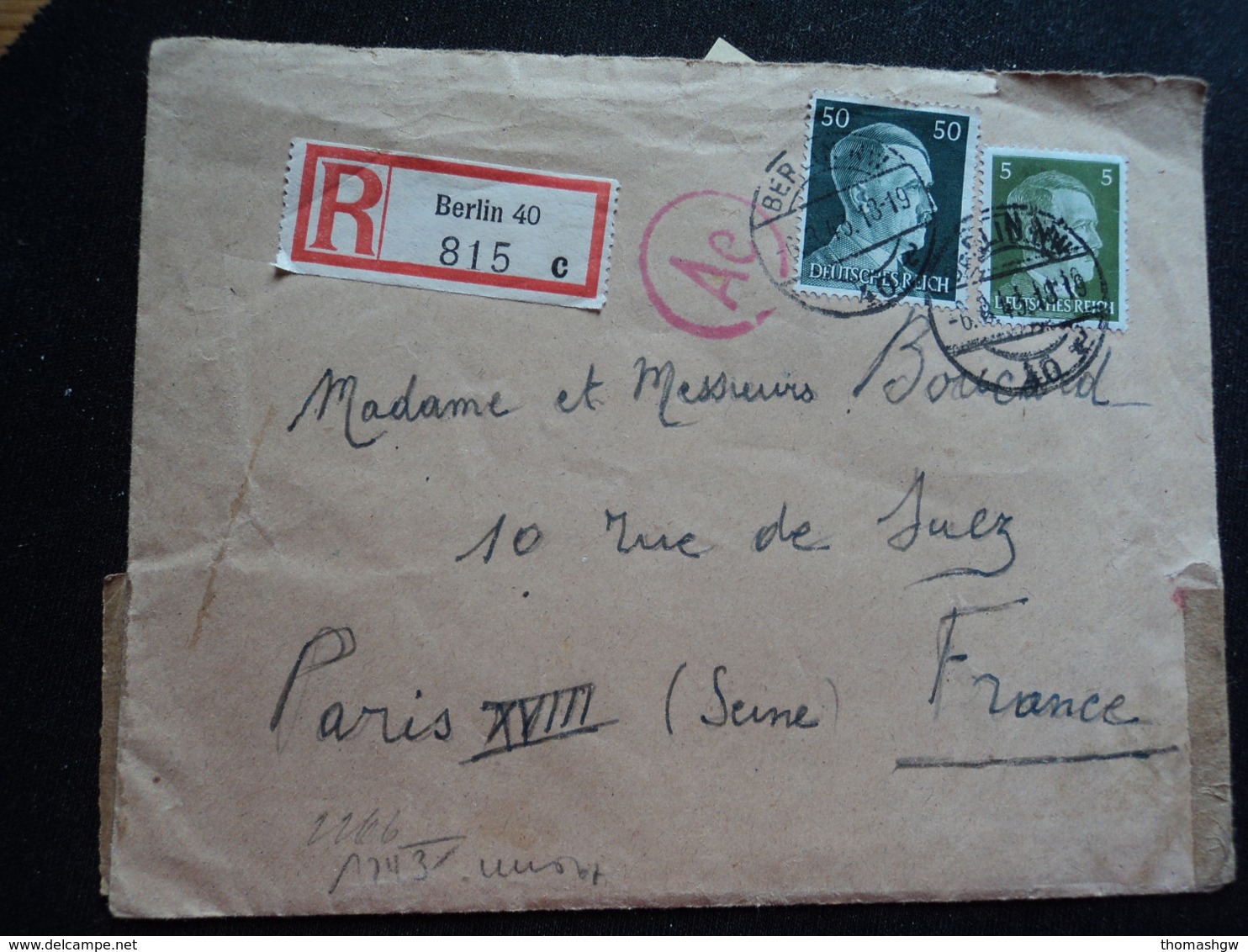 Prisonnier De Guerre STO Berlin Paris Falkensee Stalag Oflag WWII Ae Censure Reco 1943 Lettre Carte CPA - Historische Dokumente