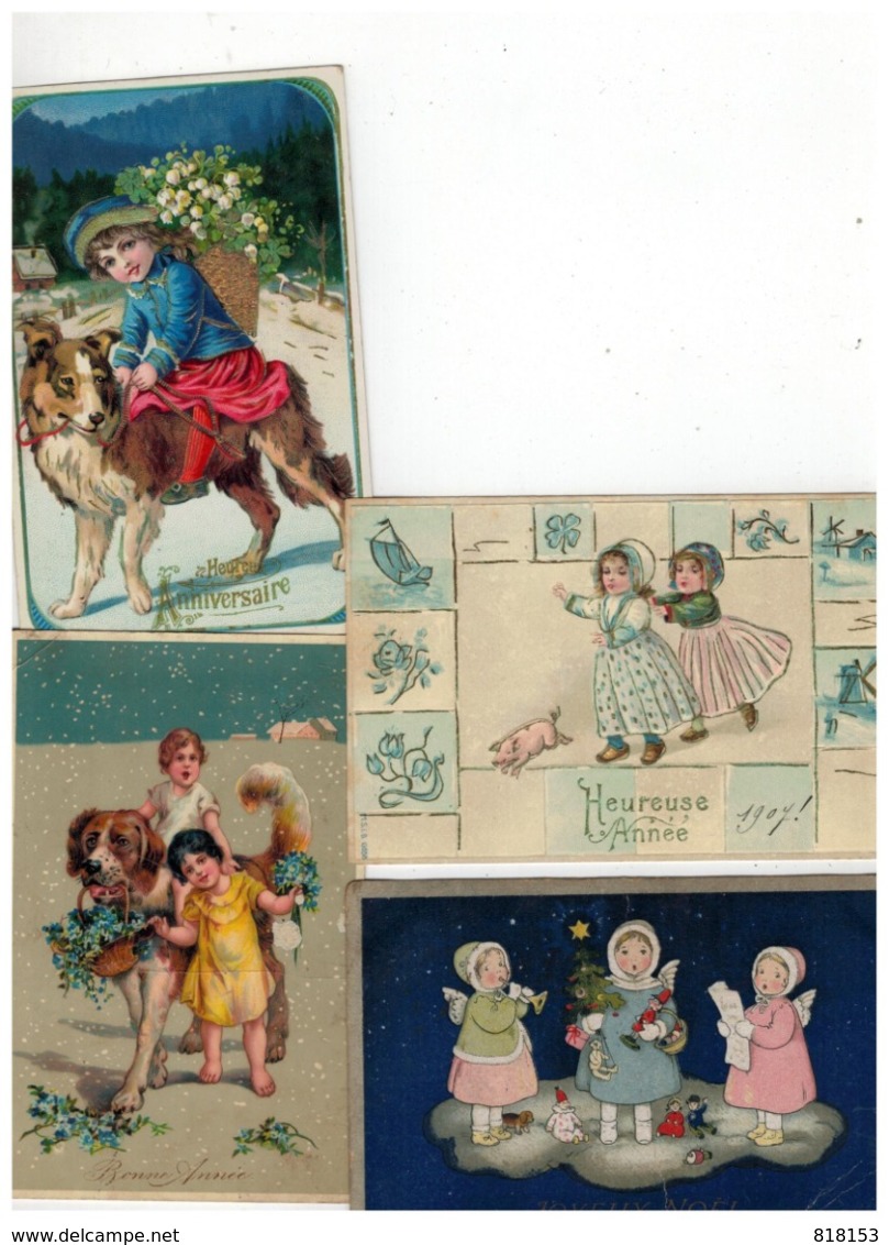 20 Oude Wenskaarten Met Kindjes (geschreven En Afgestempeld Begin 1900) Port 2,30€ - 5 - 99 Cartes