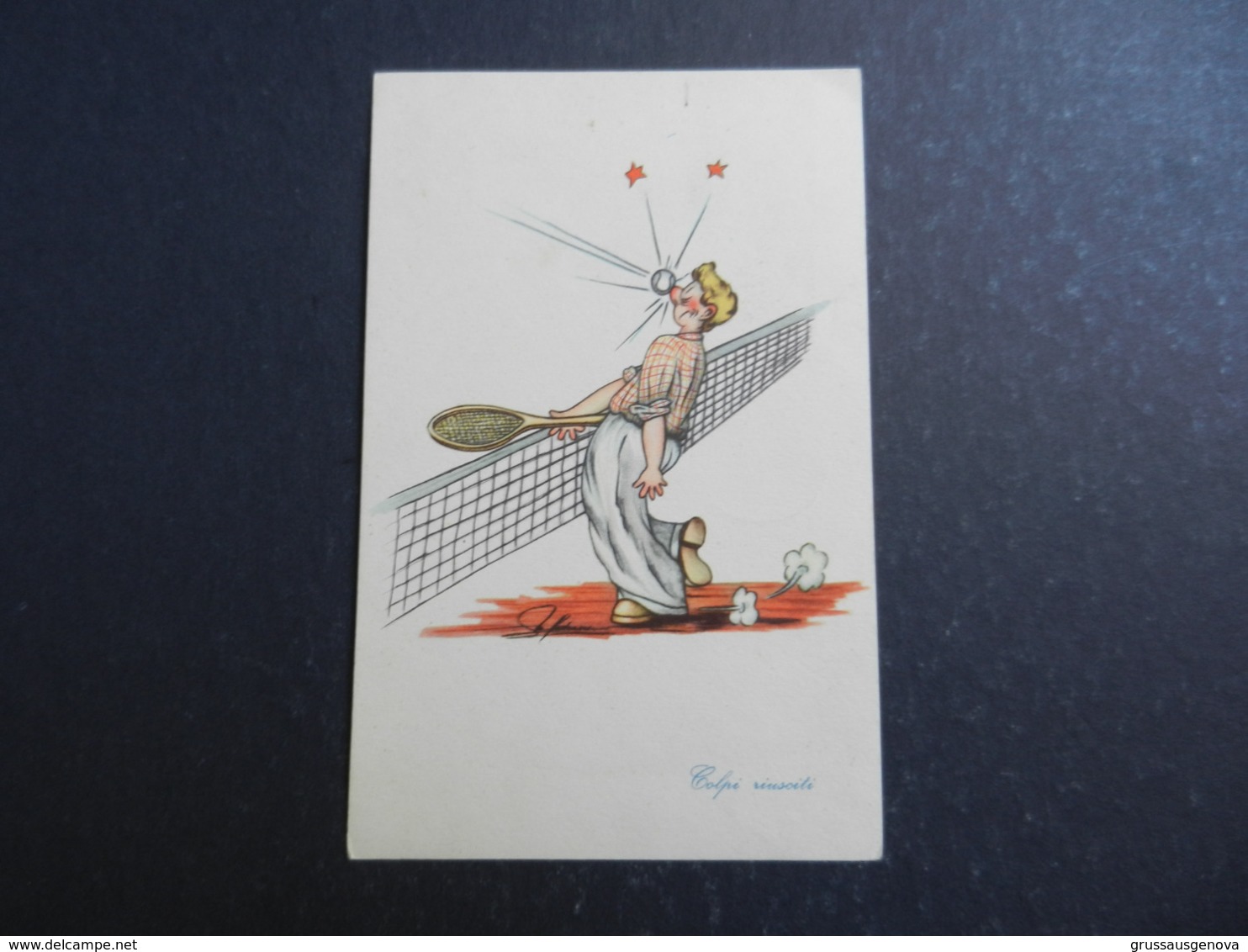 19983) TENNIS COLPO RIUSCITO ILLUSTRATORE NON RILEVATO VIAGGIATA 1951 - Tennis