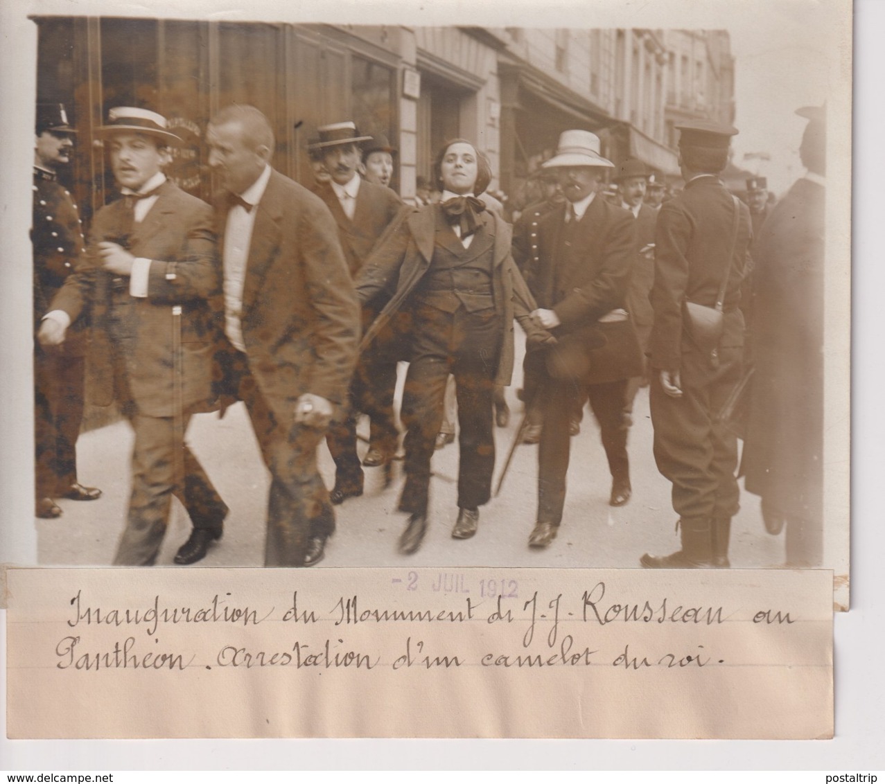 ARRESTATION CAMELOT DU ROI MONUMENT J J ROUSSEAU AU PANTHEON 18*13CM Maurice-Louis BRANGER PARÍS (1874-1950) - Unclassified