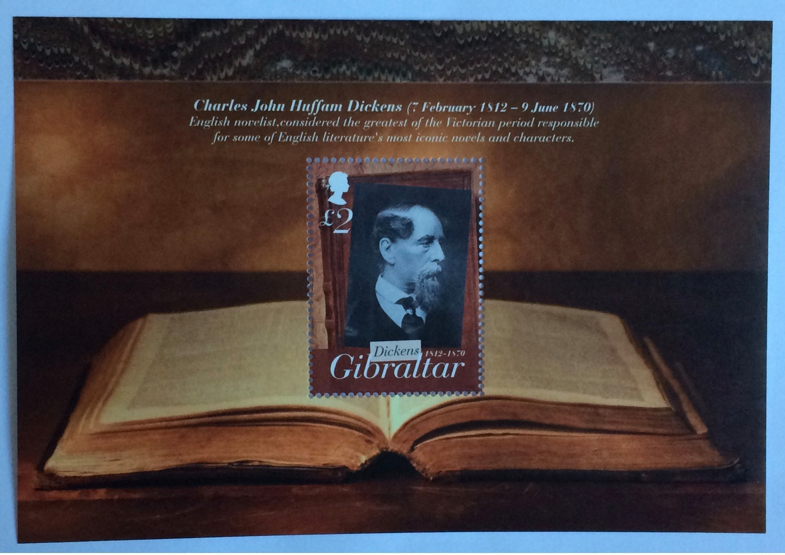 Gibraltar 2012; Famous People - Writers - Charles Dickens; MNH, Neuf**, Postfrisch!! - Writers