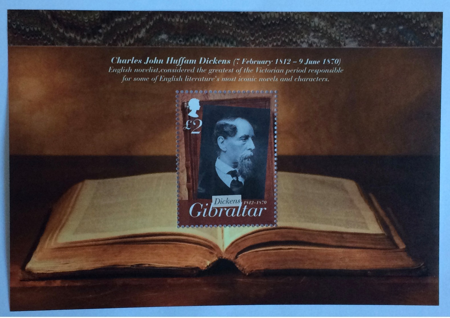 Gibraltar 2012; Famous People - Writers - Charles Dickens; MNH, Neuf**, Postfrisch!! - Schriftsteller