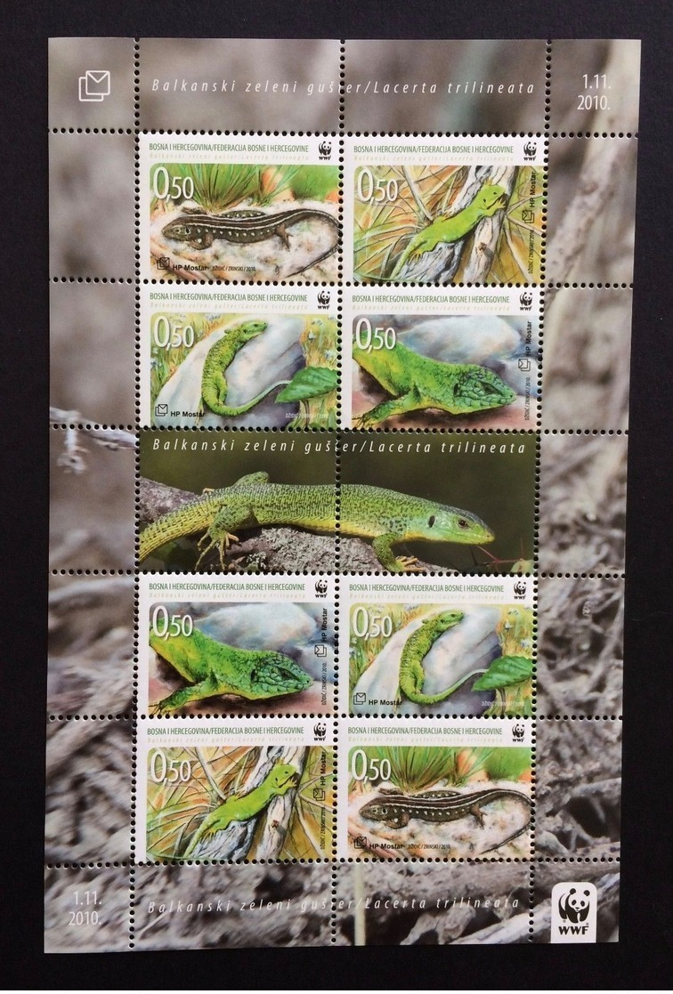 Bosnia - Croatia 2010; WWF Animals & Fauna, Reptiles Lizards; MNH, Neuf**, Postfrisch!! - Ungebraucht