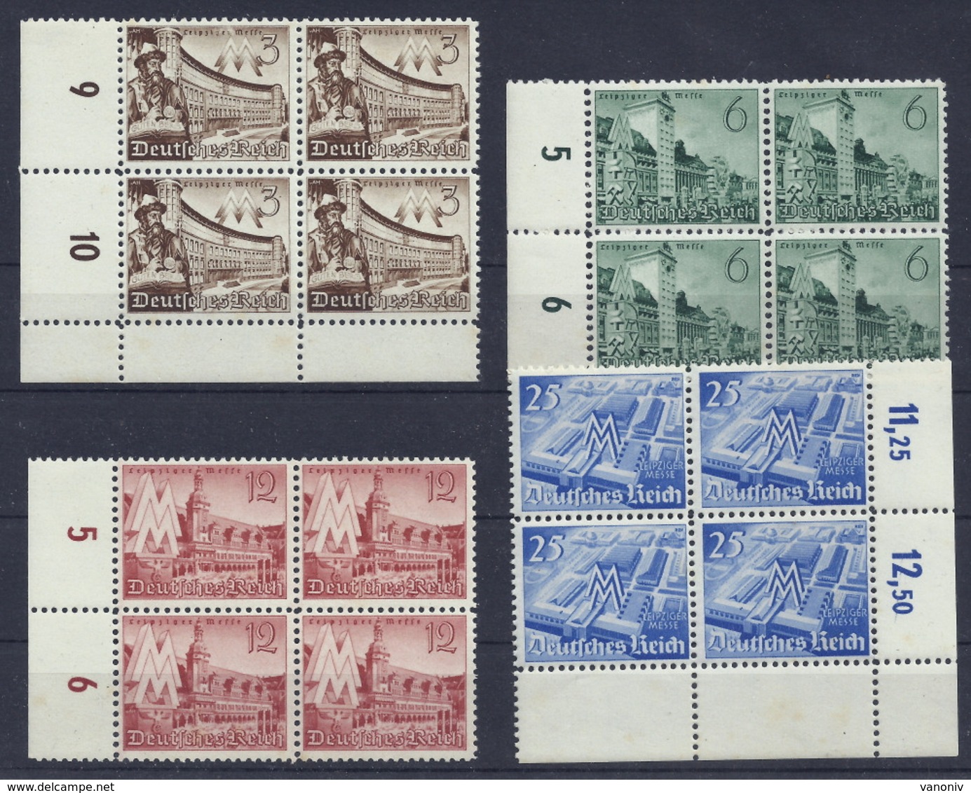 Deutsches Reich 739/742 Viererblocks ** - Nuevos