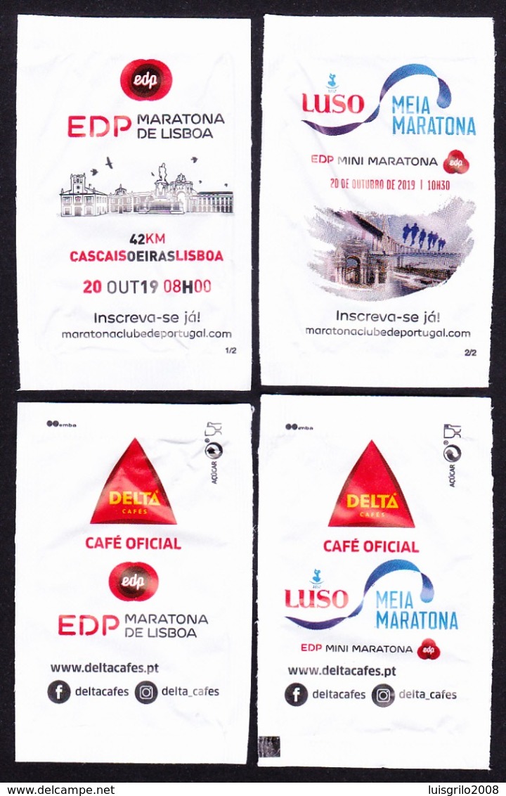 Cafés Delta, Portugal 2019 - Meia Maratona De Lisboa / Série Complète 2 Sachets Vides - Sucres