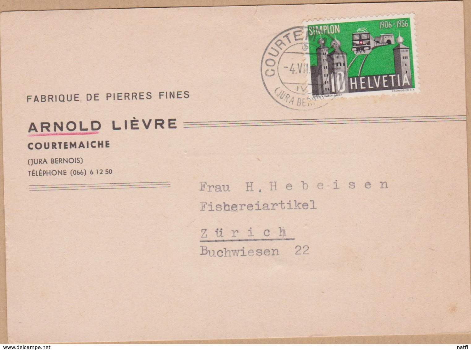 CARTE TIMBRE 1956 COURTEMAICHE (JURA BERNOIS) VOIR TIMBRE ET CACHET - Storia Postale