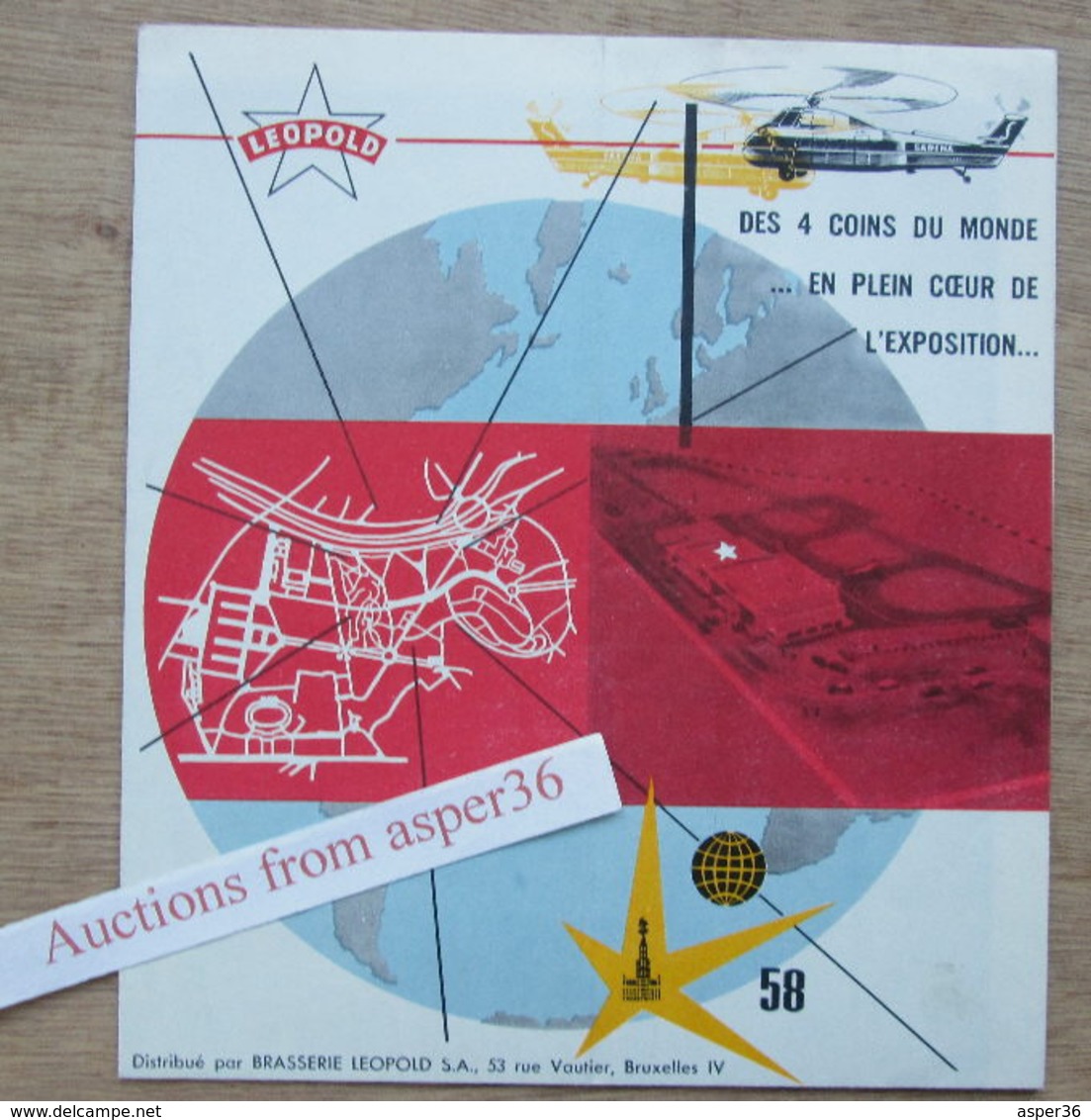 Brochure "Expo Bruxelles 1958, Brasserie Leopold  / SABENA - Colecciones