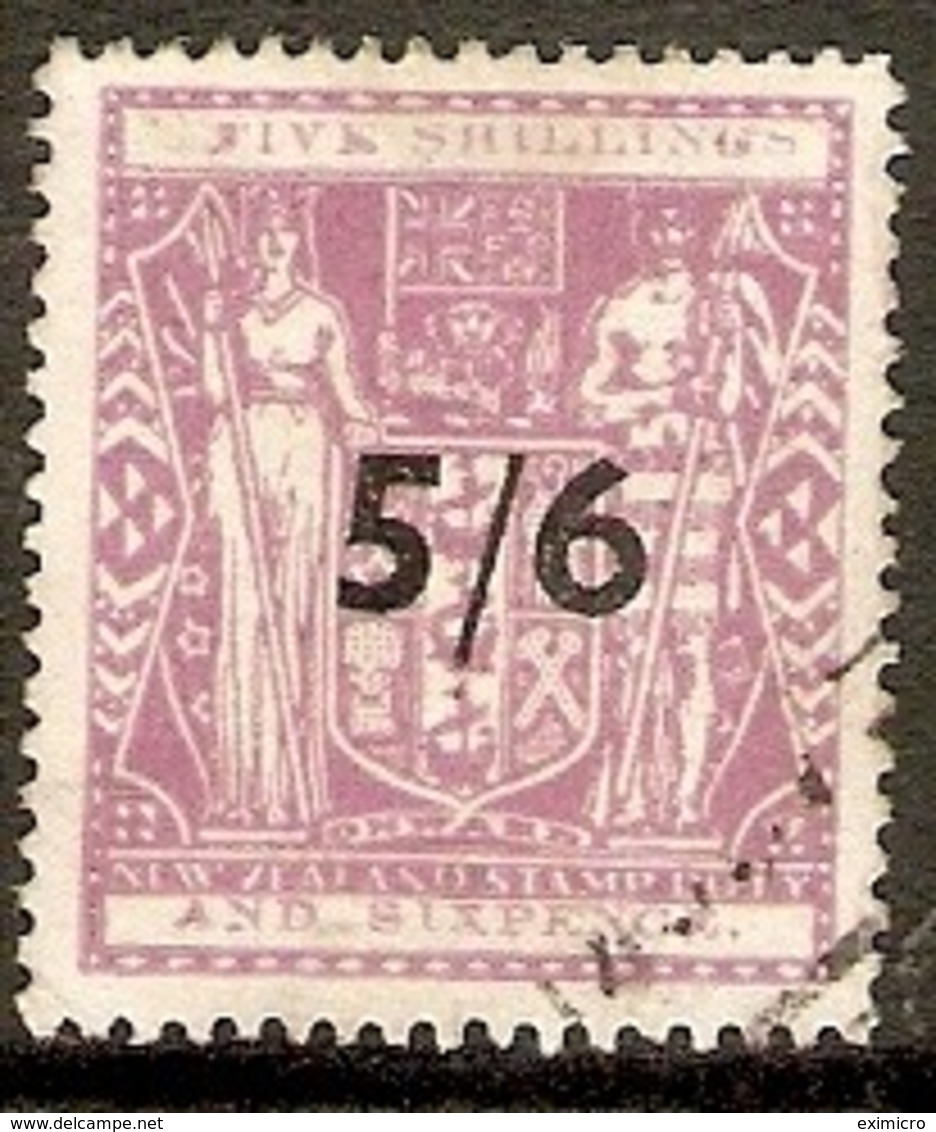 NEW ZEALAND 1950 5/6 ON 5s 6d SG F214W INVERTED WATERMARK FINE USED Cat £20 - Postal Fiscal Stamps
