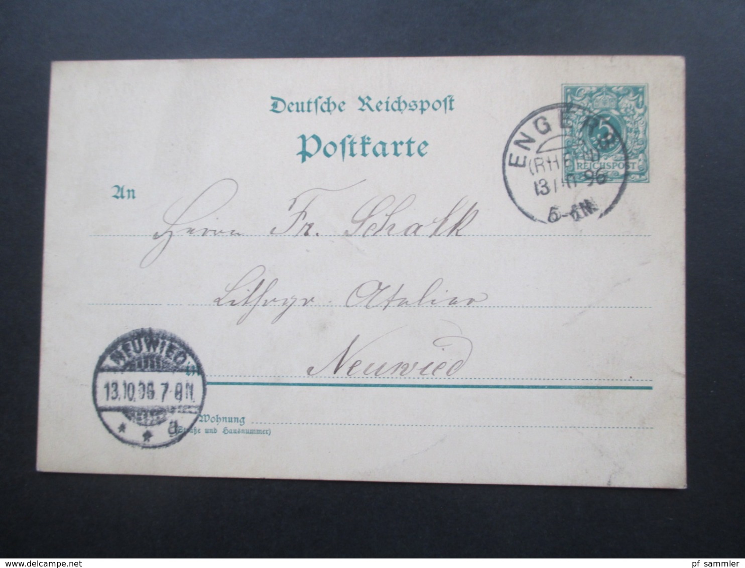 DR Reichspost 1896 3 Ganzsachen Mit KOS Kreisobersegmentstempel Engers (Rhein) An Das Lithografie Atelier In Neuwied - Briefe U. Dokumente
