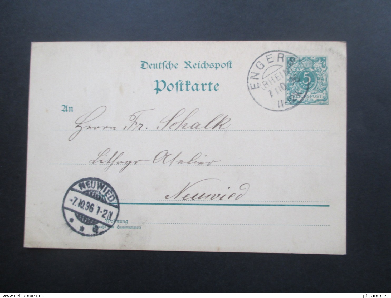 DR Reichspost 1896 3 Ganzsachen Mit KOS Kreisobersegmentstempel Engers (Rhein) An Das Lithografie Atelier In Neuwied - Briefe U. Dokumente