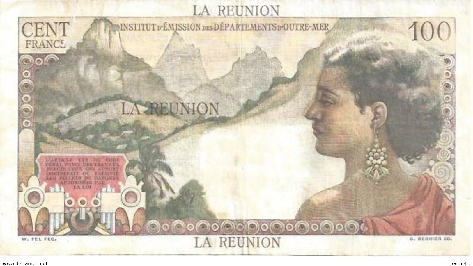 REUNION P45 100 FRANCOS 1947 F / VF - Réunion