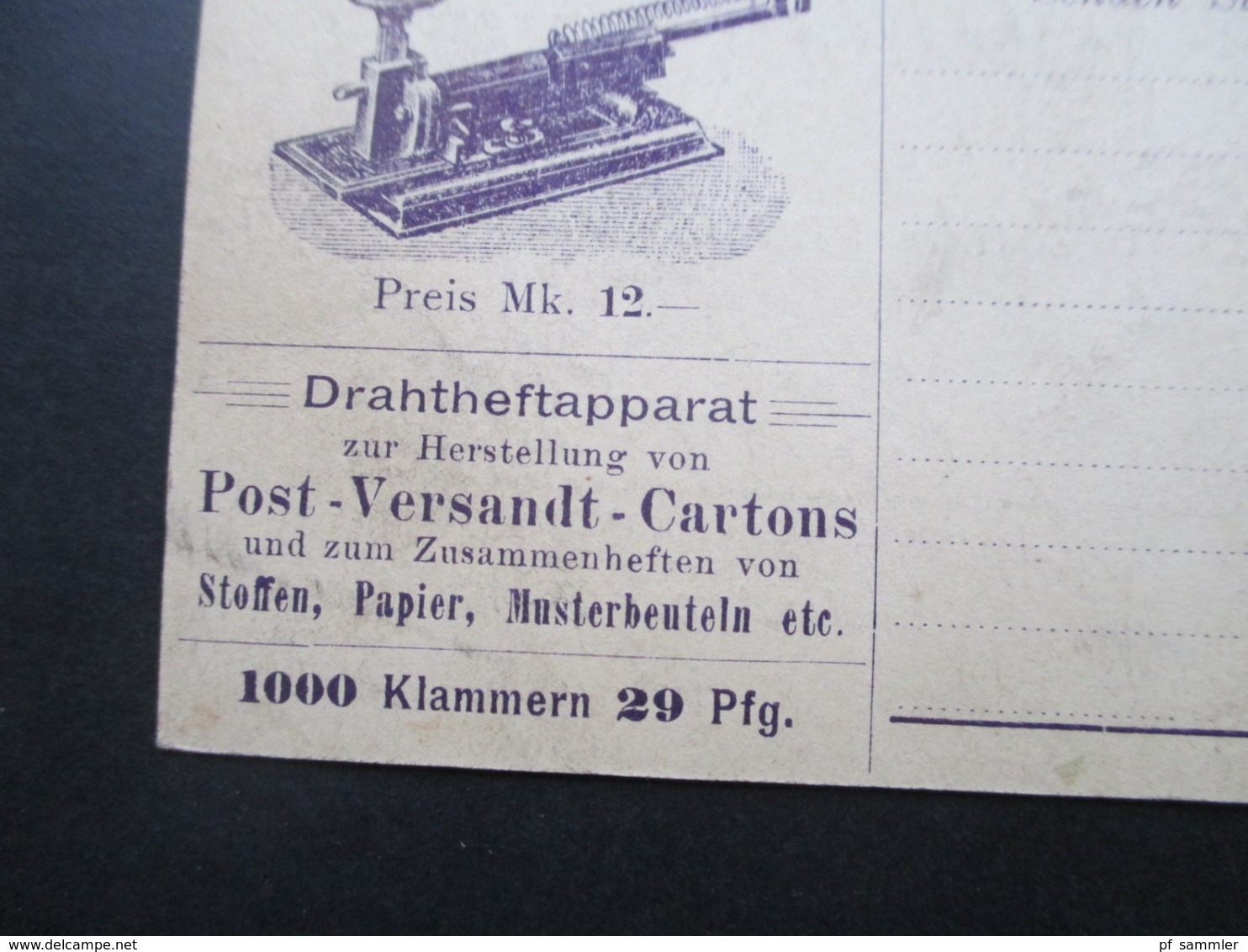 DR Um 1890 Reichspost Privat GA / PP Firmenkarte Hugo Garthe Elberfeld Gedruckte Werbung Drahtheft Apparate Buchbinder - Briefe U. Dokumente