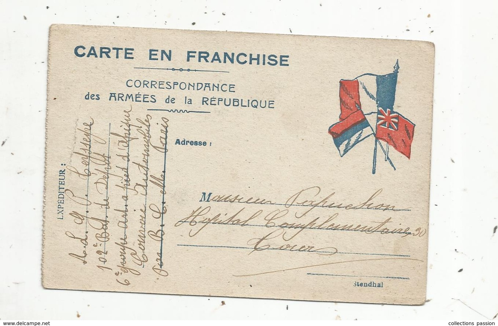 Cp , Militaria , Carte En Franchise , Correspondance Des Armées De La République , écrite 1916 - Autres & Non Classés