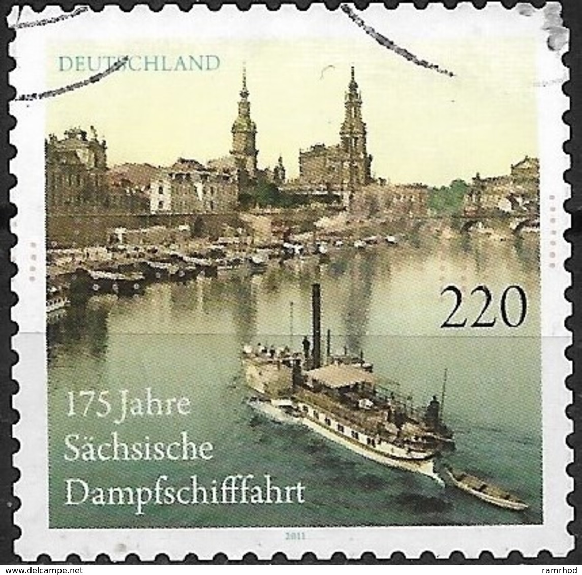 GERMANY 2011 175th Anniversary Of Saxon Steamship Company - 220c Paddle-steamer FU - Used Stamps