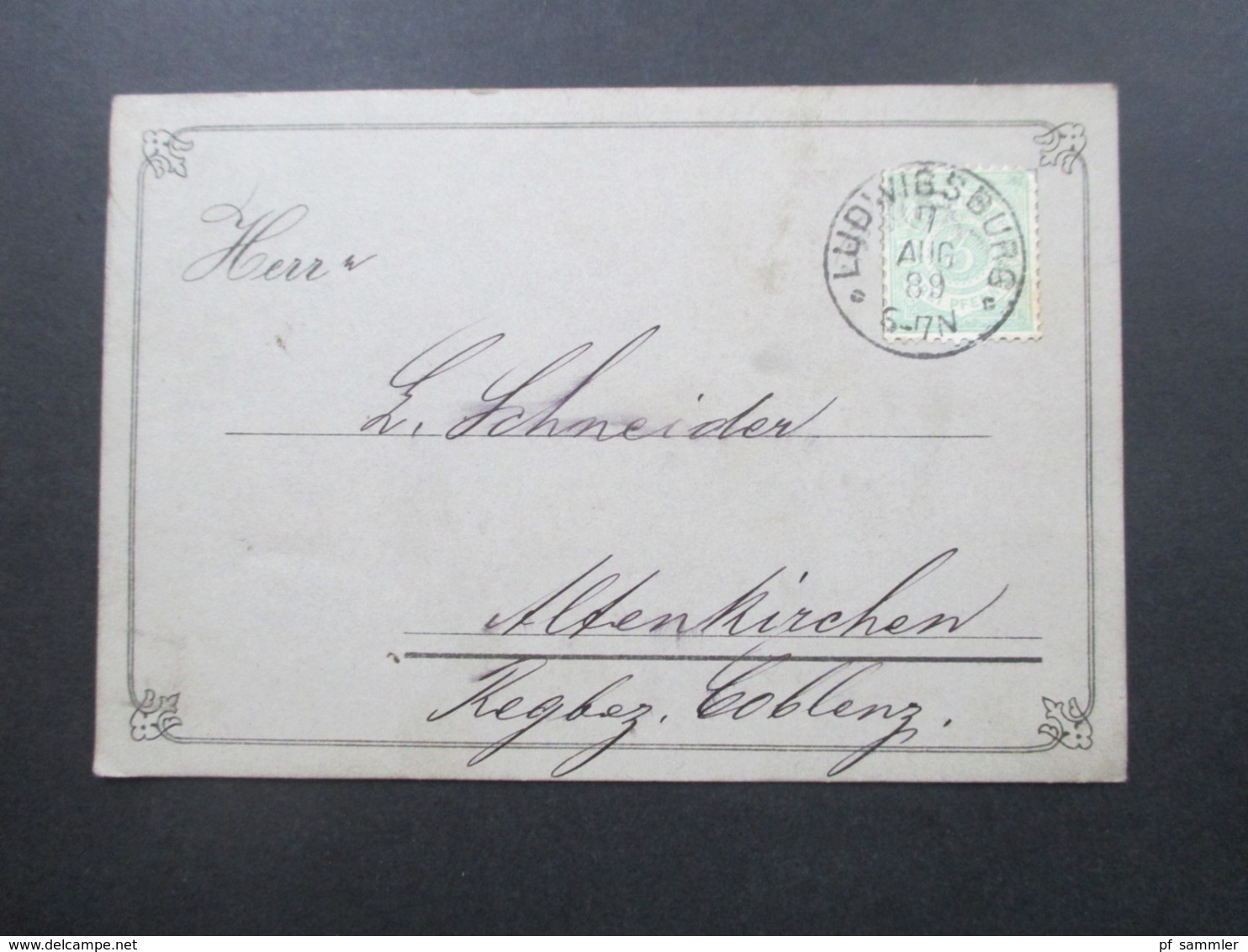 AD Württemberg 1889 Nr. 44 EF Auf Vertreter Ankündigungskarte Ludwigsburg Heinrich Franck Söhne Aecht Franck Caffee - Storia Postale