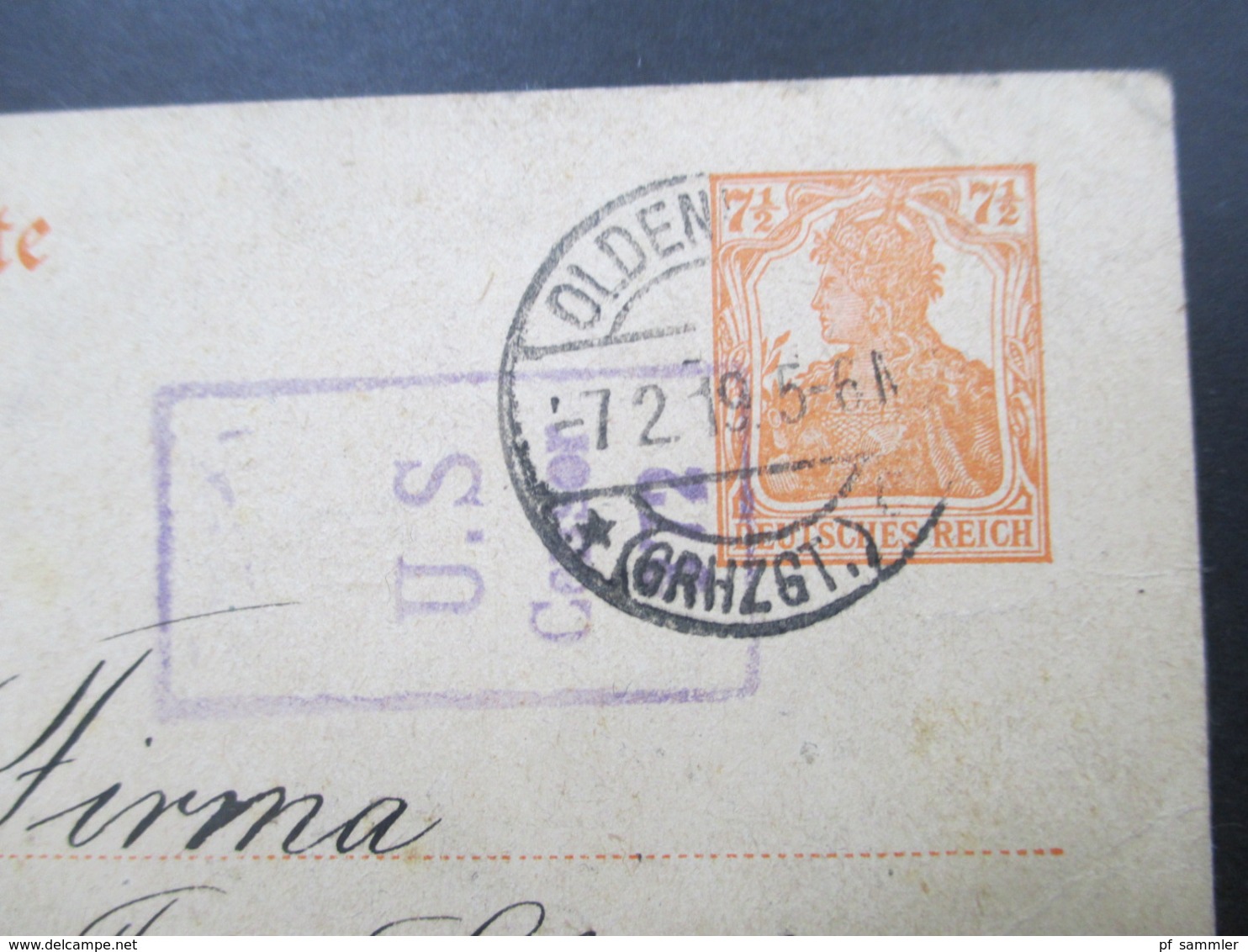 DR 1919 Ganzsache 7.2.19 Germania Stempel Oldenburg (Grhzgt) Mit Zensurstempel US Censor Nach Neuwied - Briefe U. Dokumente