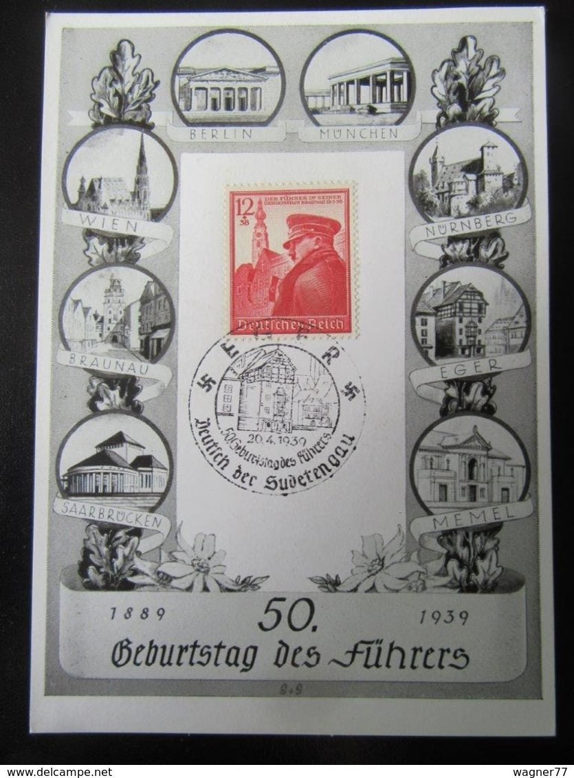 Postkarte Propaganda "Geburtstag Des Führers" 1939 Stempel Eger - Briefe U. Dokumente