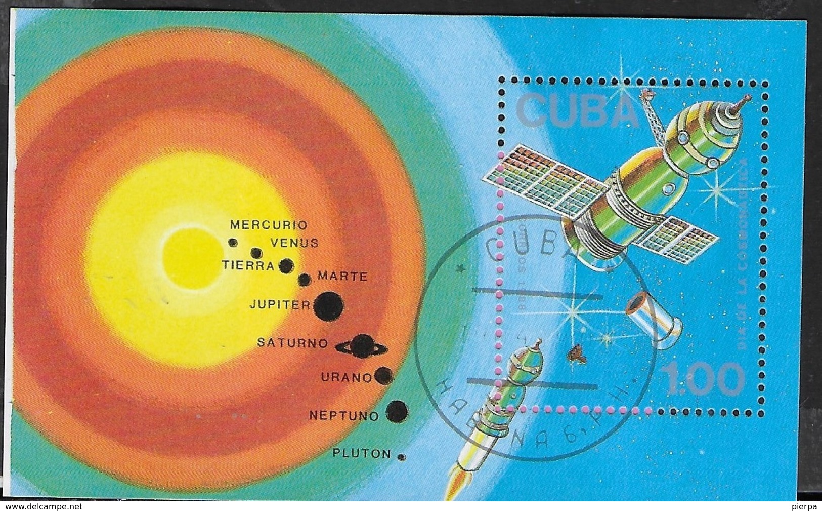 CUBA - 1988 - ESPLORAZIONE SPAZIALE - FOGLIETTO USATO (YVERT BF 103 - MICHEL 104) - América Del Norte