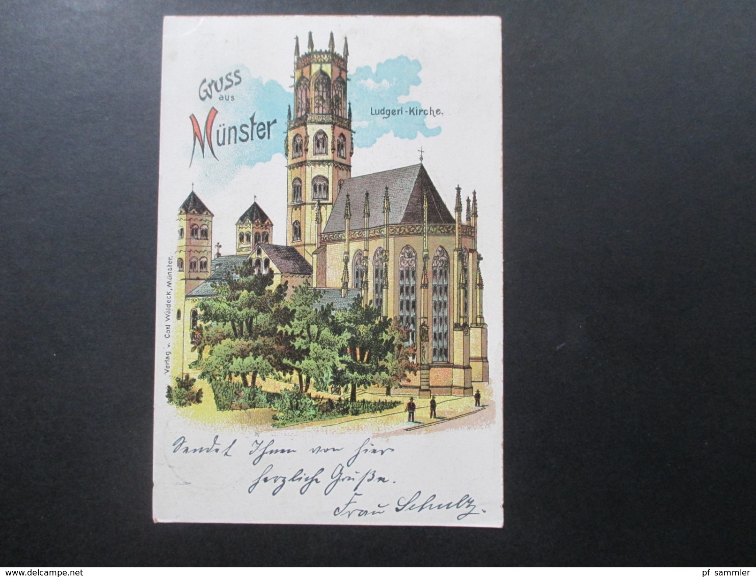 AK 1902 Lithografie / Künstlerkarte Gruss Aus Münster Ludgeri Kirche Verlag Von Carl Waldeck, Münster - Gruss Aus.../ Gruesse Aus...