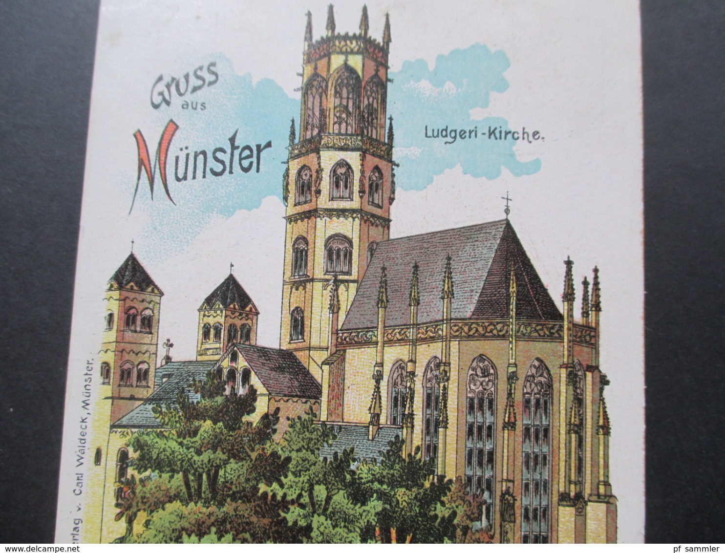 AK 1902 Lithografie / Künstlerkarte Gruss Aus Münster Ludgeri Kirche Verlag Von Carl Waldeck, Münster - Gruss Aus.../ Grüsse Aus...