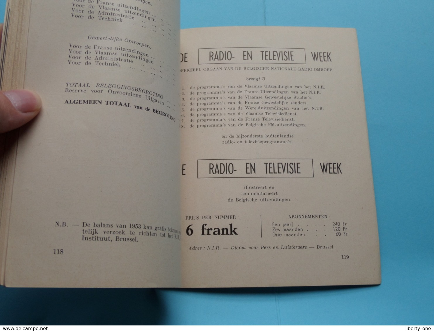 N.I.R. KLANK En BEELD - Jaarverslag 1953 - Belgisch Nationaal Instituut Voor RADIO-OMROEP ( Zie / Voir Photo ) - Andere & Zonder Classificatie