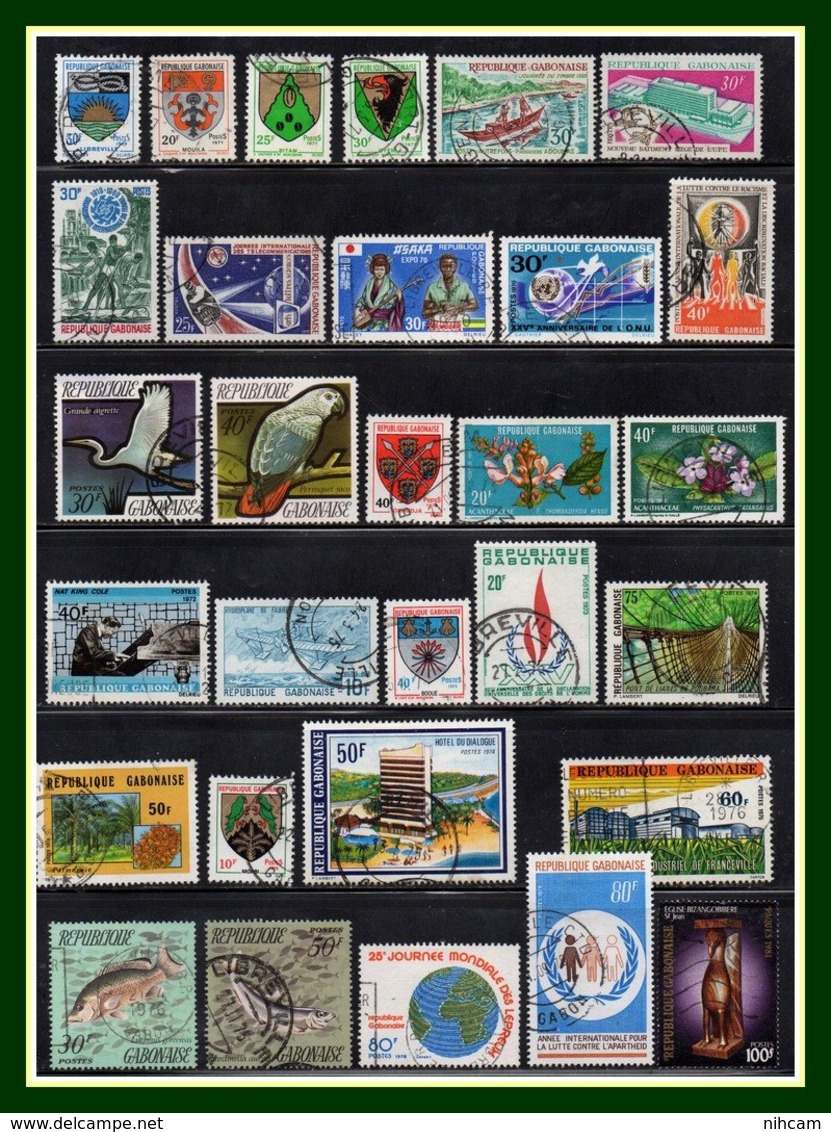 Collection + 110 Timbres Stamps Gabon Postes PA Taxe ** Et Obl 5 Scans (forte Cote à étudier, à Profiter ! ) - Collections (without Album)