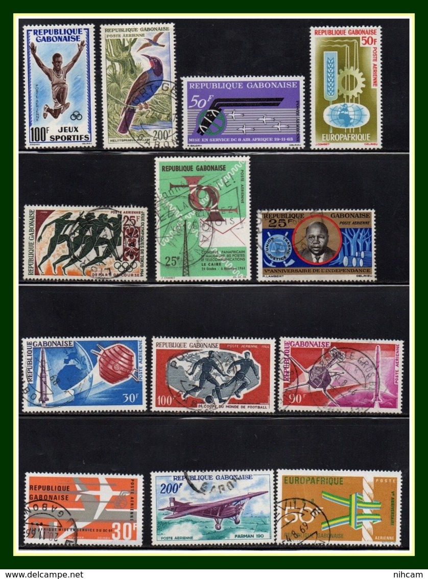 Collection + 110 Timbres Stamps Gabon Postes PA Taxe ** Et Obl 5 Scans (forte Cote à étudier, à Profiter ! ) - Collections (without Album)