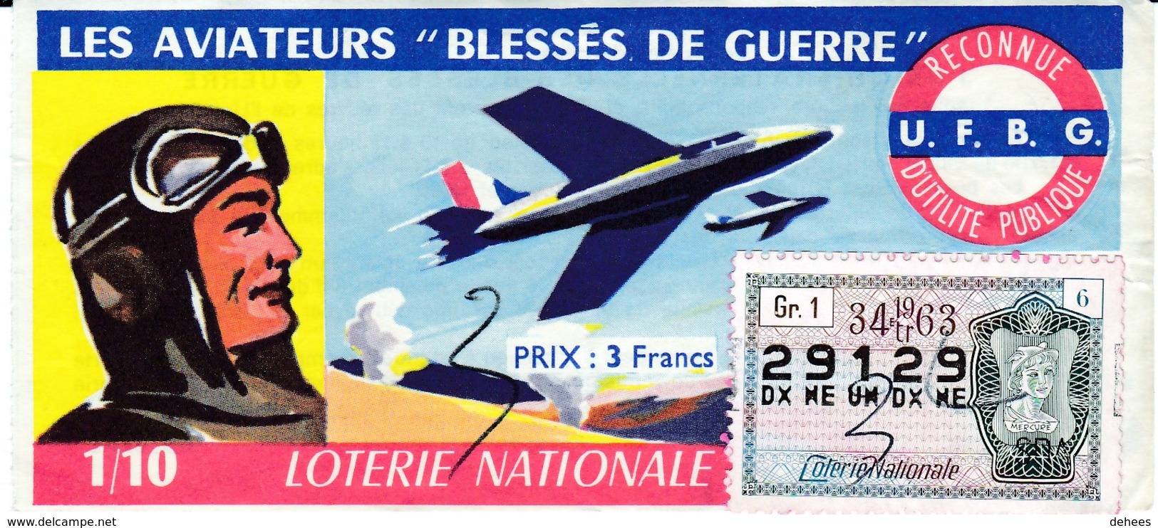 Loterie Nationale Les Aviateurs Blessés De Guerre 1963 N°29129/34tr/Gr1/6 - Billets De Loterie