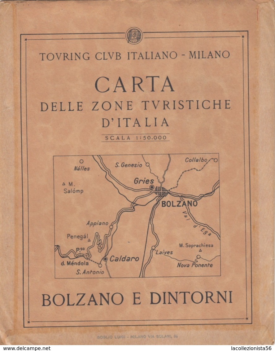 9518-CARTA D'ITALIA DEL TOURING CLUB ITALIANO-BOLZANO E DINTORNI - Carte Geographique