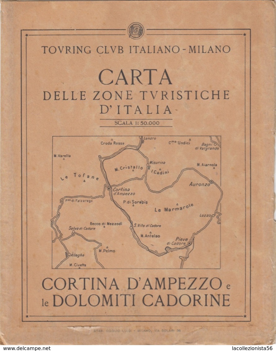 9519-CARTA D'ITALIA DEL TOURING CLUB ITALIANO-CORTINA D'AMPEZZO E LE DOLOMITI CADORINE - Carte Geographique