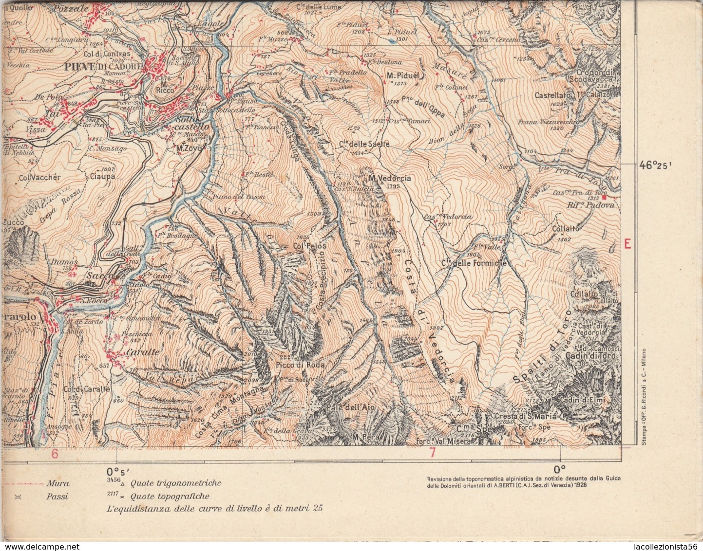 9519-CARTA D'ITALIA DEL TOURING CLUB ITALIANO-CORTINA D'AMPEZZO E LE DOLOMITI CADORINE - Cartes Géographiques