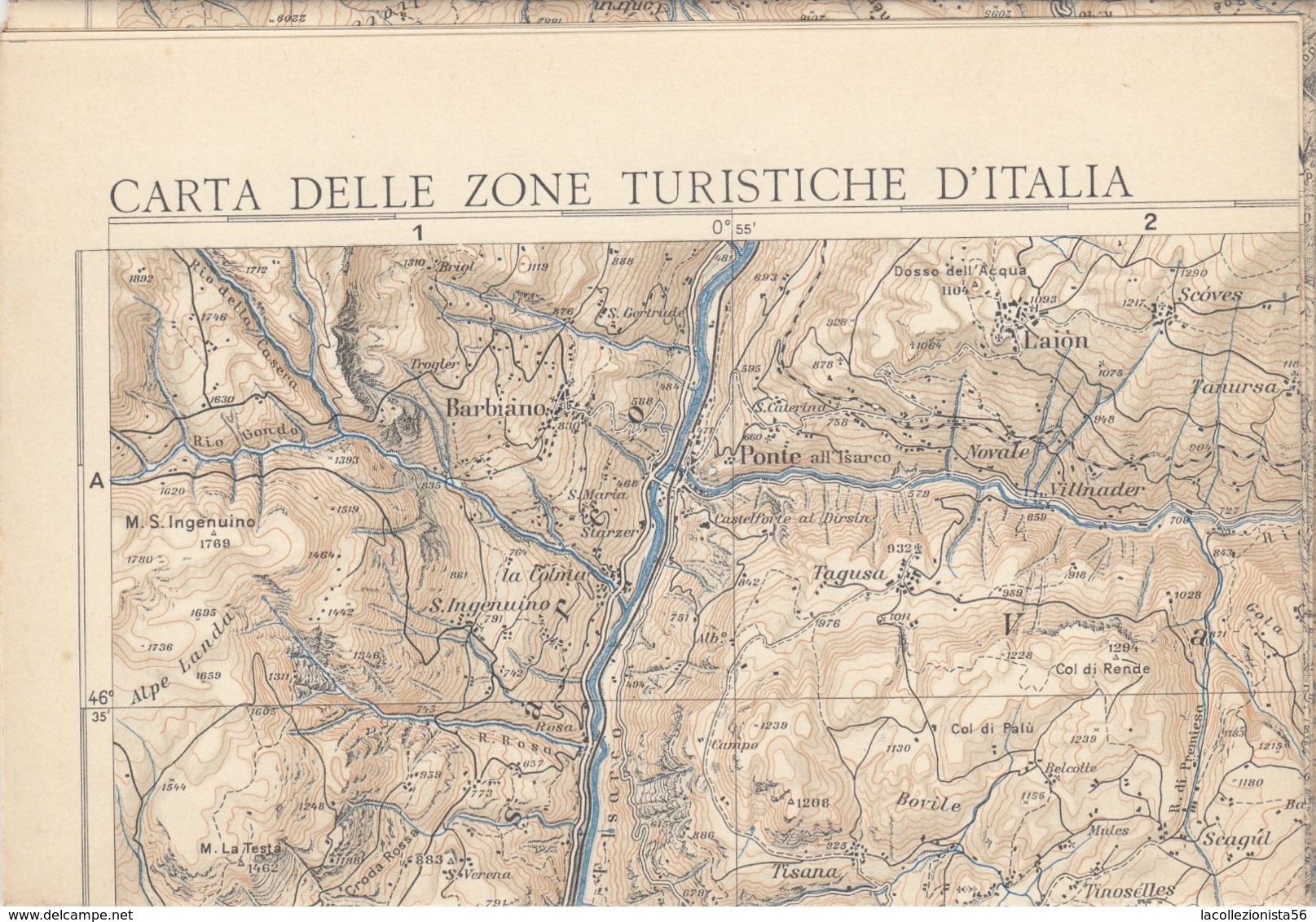 9521-CARTA D'ITALIA DEL TOURING CLUB ITALIANO-VAL GARDENA,CATINACCIO,GRUPPO DI SELLA,MARMOLADA - Geographical Maps