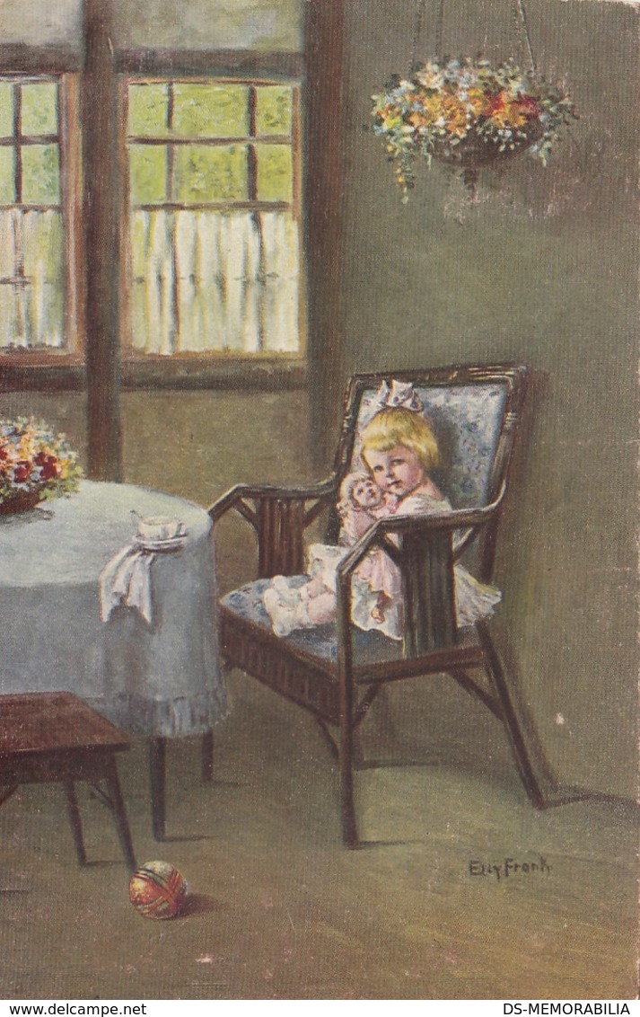 Elly Frank - Zwei Puppen , Little Girl W Doll Old Postcard 1918 - Frank, Elly