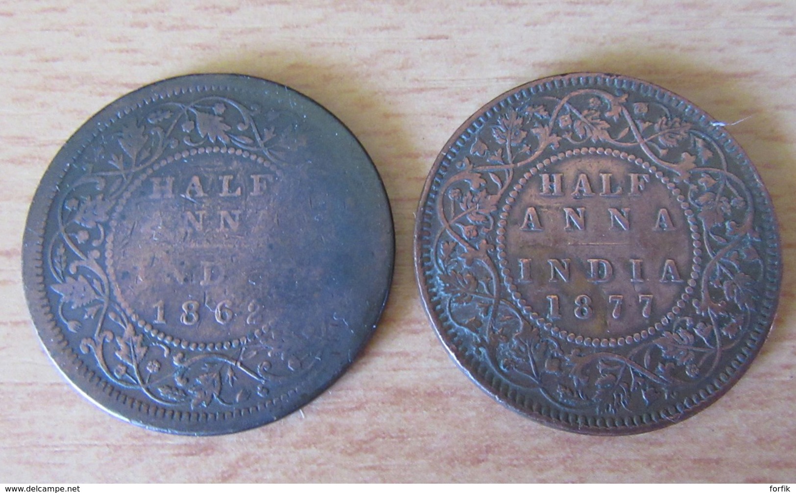 Inde Britannique / East India Company - 6 Monnaies : XX Cash 1803 / 1808, Quarter Hanna 1835, Half Hanna 1835/1862/1877