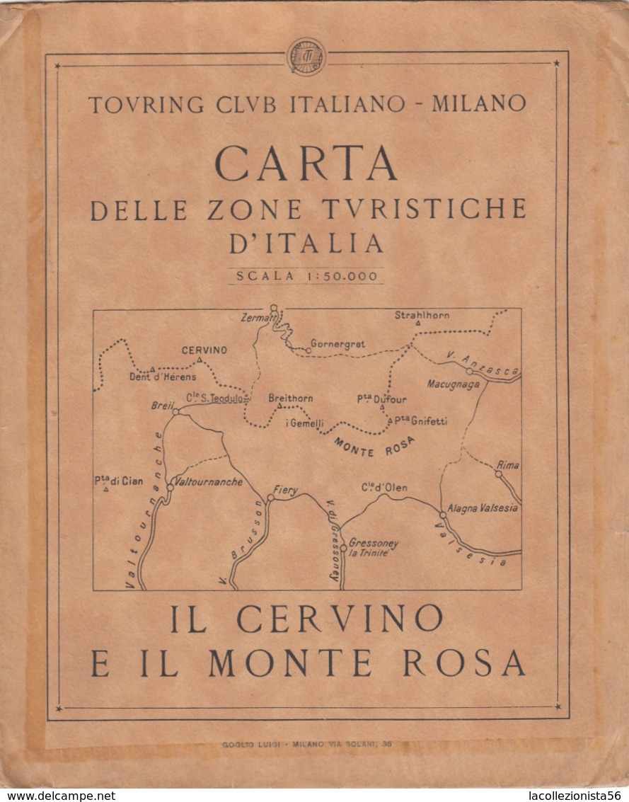 9522-CARTA D'ITALIA DEL TOURING CLUB ITALIANO-IL CERVINO E IL MONTE ROSA - Geographical Maps