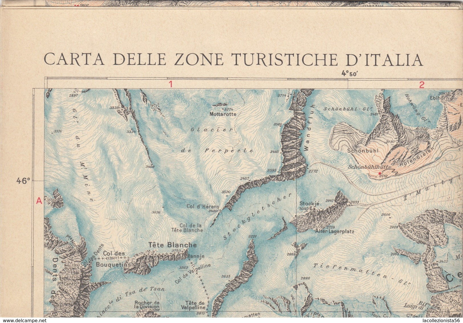 9522-CARTA D'ITALIA DEL TOURING CLUB ITALIANO-IL CERVINO E IL MONTE ROSA - Carte Geographique