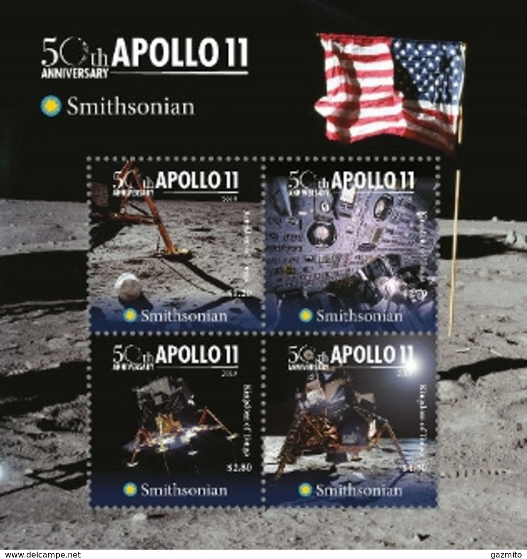 Tonga 2019, 50th Apollo 11, Flag, 4val In BF - Tonga (1970-...)